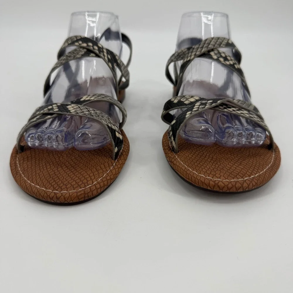 Circus by Sam Edelman Womens 8.5 Snakeskin Print Strappy Slingback Flat Sandals